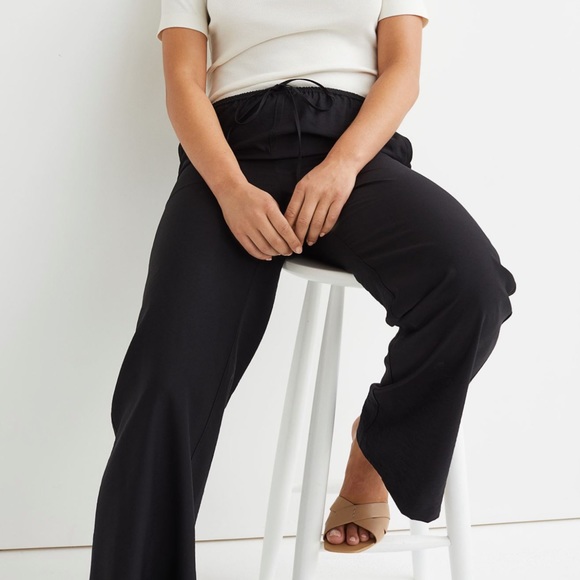 NWOT H&M wide-cut linen/satin pants - Picture 3 of 6